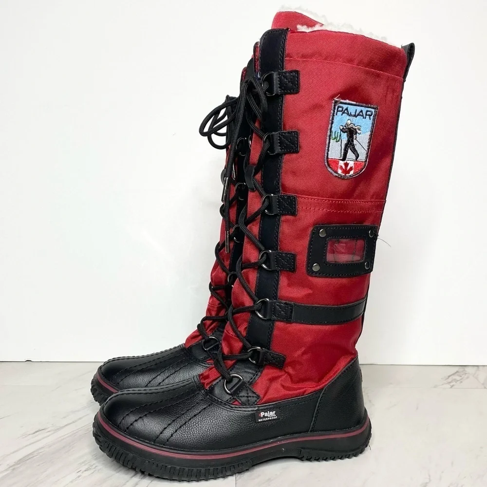 New! Pajar Grip Zip Red Lace Up Snow Boot 5 / 5.5